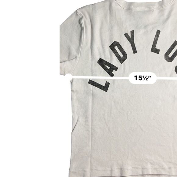 New! Daydreamer Women's Lady Luck Short Sleeve Shrunken Tee Dirty White XS NWT - Picture 8 of 9